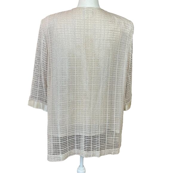 R&M Richards Evening Top Sze 22 WP Shimmery Cream Sheer Lined Classic Eventwear - Picture 2 of 13